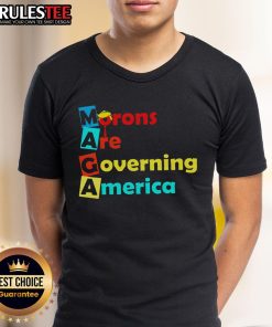 Good Morons Are Governing America T-Shirt featuring bold text design, perfect for political humor and satire enthusiasts.