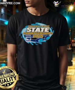 Good NCHSAA Swimming and Diving State Championships 2025 T-Shirt featuring vibrant design and event logo.