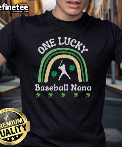Good One Lucky Baseball Nana T-Shirt featuring a playful design for proud baseball grandmothers in vibrant colors.