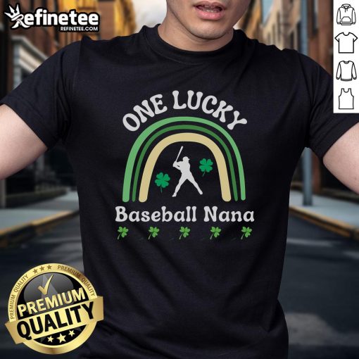 Good One Lucky Baseball Nana T-Shirt featuring a playful design for proud baseball grandmothers in vibrant colors.