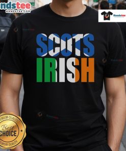 Good Scots Irish flag design on a T-shirt celebrating Scottish and Irish heritage, perfect for fans of Scotland and Ireland.