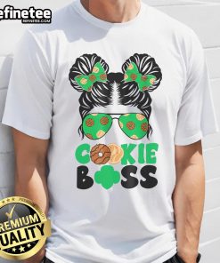 Good Scout Cookie Boss Kidlife T-Shirt featuring a messy bun and sunglasses, perfect for fun and casual outings.