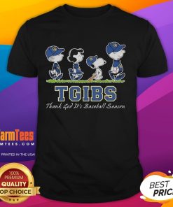 Good Snoopy and Friends 'Thank God It's Baseball Season' T-Shirt featuring Snoopy and friends ready for a fun game.