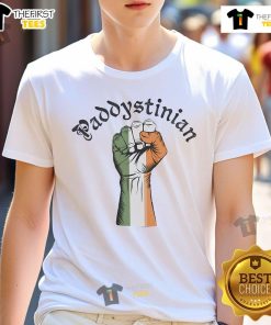 Good Strong Paddystinian Irish Palestine Flag T-Shirt featuring a vibrant design that celebrates cultural unity and pride.