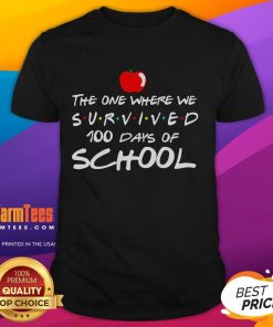 Alt Text: Good The One Where We Survived 100 Days Of School T-Shirt featuring a fun design for celebrating 100 days of learning.