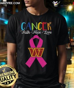 Good Washington Commanders Cancer Faith Hope Love T-Shirt featuring vibrant graphics and a supportive message.