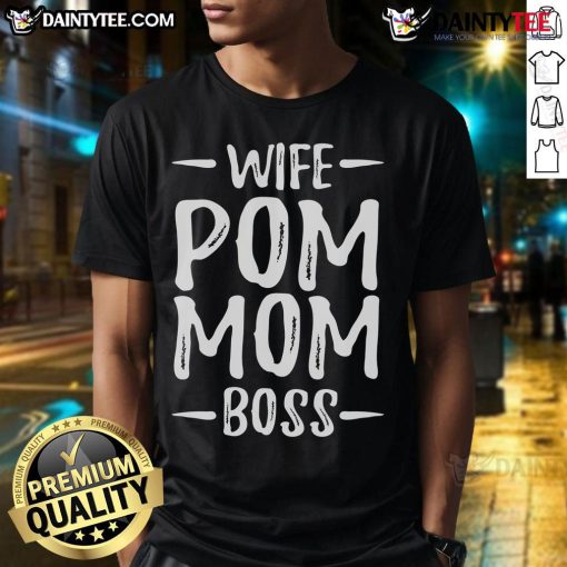 Good Wife Pom Mom Boss T-Shirt featuring a cute Pomeranian, perfect for dog moms who love their furry friends.