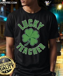 Happy Lucky Teacher St. Patrick's Day T-Shirt featuring a vibrant shamrock design and festive colors for educators.