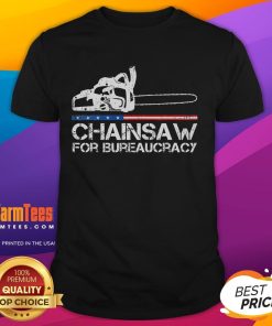 Hot Chainsaw For Bureaucracy T-Shirt featuring a bold graphic design, perfect for those who challenge red tape.