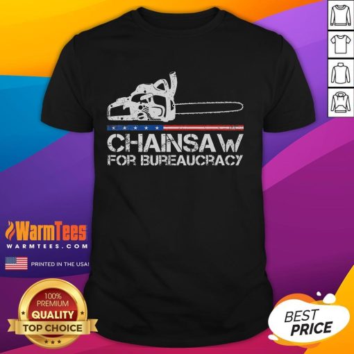 Hot Chainsaw For Bureaucracy T-Shirt featuring a bold graphic design, perfect for those who challenge red tape.