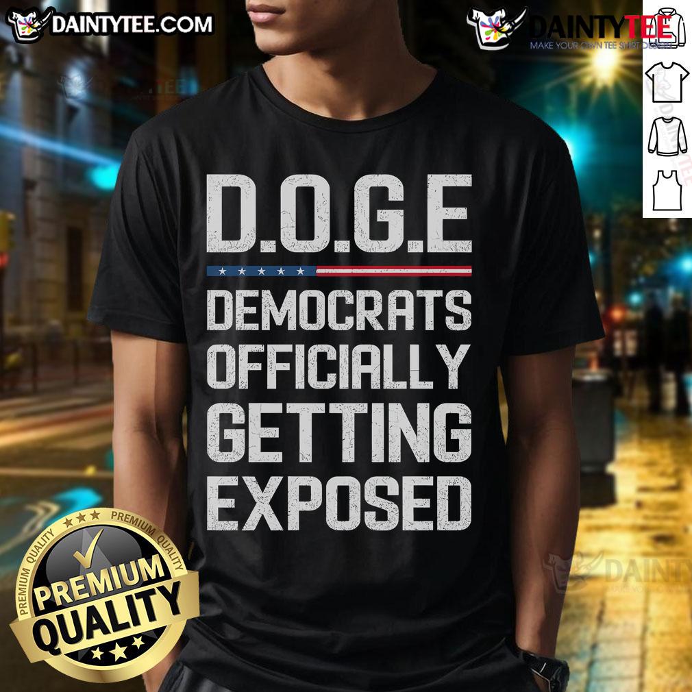 Hot Doge Democrats Officially Getting Exposed Us Flag T Shirt Hot Doge Democrats exposed on a US flag T-shirt, showcasing political humor and cryptocurrency culture.