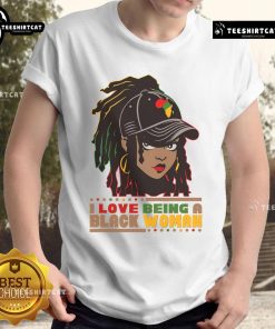 Hot 'I Love Being A Black Woman' T-Shirt celebrating Black History, featuring bold text and vibrant colors.