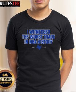 Alt Text: Hot I Witnessed The Worst Trade In NBA History T-Shirt featuring bold graphics and vibrant colors for basketball fans.