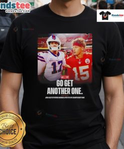 Hot Josh Allen Buffalo Bills and Patrick Mahomes Kansas City Chiefs t-shirt design for football fans celebrating rivalry.
