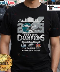 Hot Lix Super Bowl 2025 Fly Eagles Fly champions t-shirt featuring a Philadelphia football helmet design.