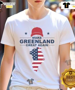 Hot Make Greenland Great Again Trump T-Shirt featuring American flag design, perfect for patriotic supporters.