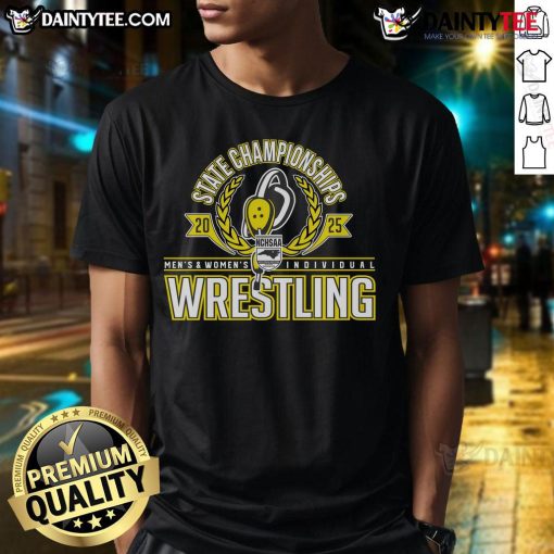 Hot Nchsaa Wrestling Men's and Women's Individual State Championships 2025 T-Shirt featuring vibrant graphics and bold design.