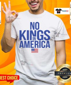 Hot No Kings In America T-Shirt featuring bold graphic design and vibrant colors for stylish casual wear.
