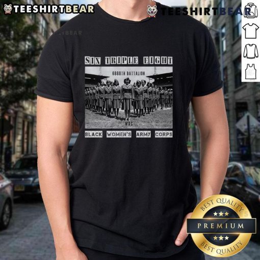 Hot Six Triple Eight Black Women's Army Corps T-Shirt featuring vintage design and bold graphics celebrating Black women's history.