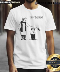 Hot Trump Bishop Takes King T-Shirt featuring a bold chess design with vibrant colors and a playful political theme.