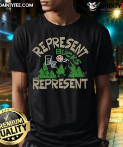 Alt Text: A Tribe Called Quest X Milwaukee Bucks Represent T-Shirt featuring vibrant graphics and bold team colors.