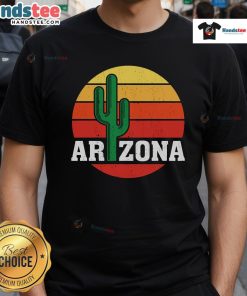 Nice Arizona Cactus Sunset T-Shirt featuring a vibrant desert sunset with cacti silhouettes, perfect for nature lovers.