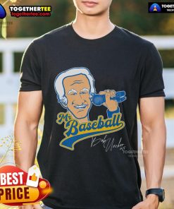 Nice Bob Uecker Mr. Baseball Front Row Legend Mic T-Shirt featuring iconic baseball legend Bob Uecker design.