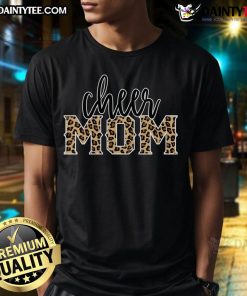 Nice Cheer Mom Leopard Print T-Shirt for proud cheerleader mothers, showcasing stylish support and team spirit.