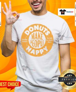 Nice Donuts Make People Happy T-Shirt for Donuts Lovers featuring colorful donut graphics and playful typography.