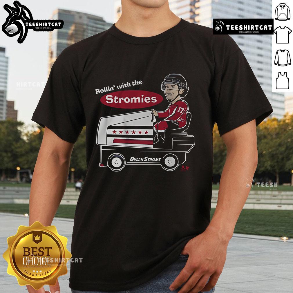 Nice Dylan Strome Rollin' With The Stromies T Shirt Alt Text: Nice Dylan Strome Rollin' With The Stromies T-Shirt featuring a vibrant design celebrating hockey star Dylan Strome.