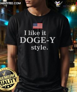Funny 'Nice I Like It Dogey Style' Doge T-Shirt featuring a playful Shiba Inu design in vibrant colors.
