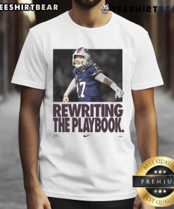 Josh Allen MVP Nike T-Shirt featuring 'Rewriting The Playbook' design, perfect for Buffalo Bills fans and sports enthusiasts.