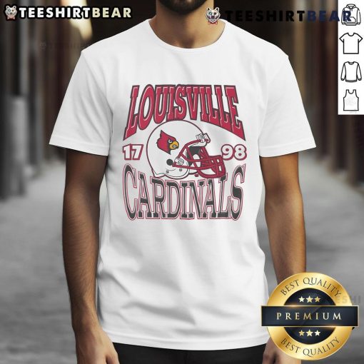 Louisville Cardinals Classic Team Helmet T-Shirt featuring vibrant team colors and logo, perfect for fans and collectors.