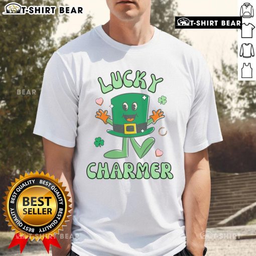 Nice Lucky Charmer Retro Saint Patrick's Day Irish Hat T-Shirt featuring a vintage design for festive celebrations.