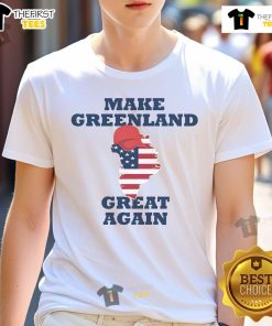 Nice Make Greenland Great Again American Flag T-Shirt featuring a bold design and patriotic colors for stylish casual wear.