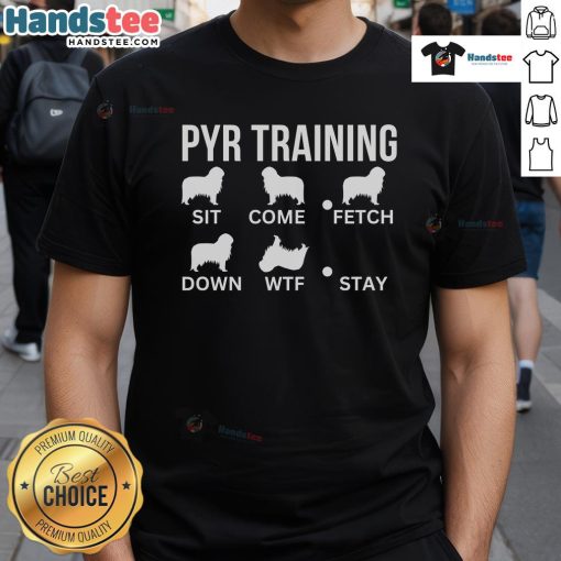 Nice Pyrenees training tricks Pyr dog t-shirt design featuring a playful Great Pyrenees in action.