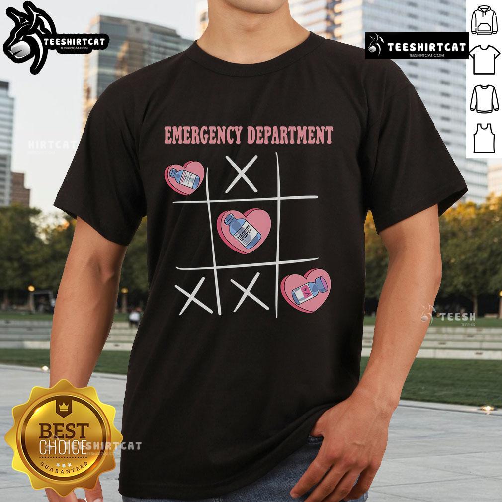 Nice Retro Emergency Departt Ed Er Nurse Valentine'S Day T Shirt Alt Text: Nice retro emergency department nurse Valentine's Day T-shirt with heart design and playful graphics for nurses.