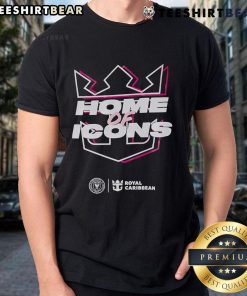 Nice Royal Caribbean Home of Icons logo T-Shirt featuring vibrant colors and stylish design for cruise enthusiasts.