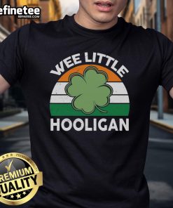Alt Text: Cute St. Patrick's Day Wee Little Hooligan T-Shirt featuring festive graphics and a playful design for kids.