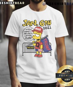 Bootleg Bart Simpson t-shirt featuring 'I Stole Nancy Pelosi's Laptop' design, referencing January 6th, 2021 events.