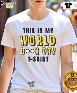 Kids wearing a 'Nice This Is My World Book Day T-Shirt' celebrating reading and creativity on World Book Day.