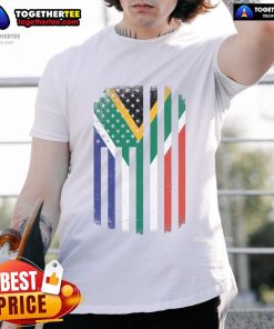 Nice United States of America USA Africa flag T-shirt showcasing a unique design celebrating American and African cultures.