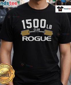 Official 1500 Lb Club Rogue Gym T-Shirt featuring bold logo and athletic design, perfect for fitness enthusiasts.