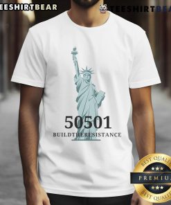 Official 50501 Build The Resistance T-Shirt featuring bold graphics and a stylish design for fans of the movement.
