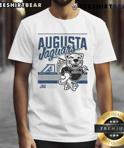 Alt Text: Official Augustus The Jaguar Augusta Jaguars retro logo mascot t-shirt featuring a bold design and vibrant colors.