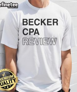 Official Becker CPA Review T-Shirt featuring logo and design for aspiring CPA candidates.