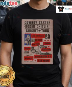 Official Beyonce Cowboy Carter Rodeo Chitlin' Circuit Tour 2025 Poster T-Shirt featuring vibrant graphics and tour details.