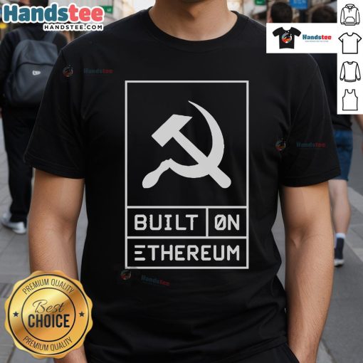Official Built On Ethereum By Vectorized T-Shirt featuring Ethereum logo and modern design, perfect for crypto enthusiasts.