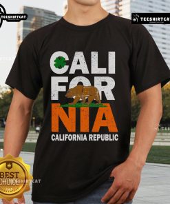 Official California Republic St. Patrick's Day Bear T-Shirt featuring a festive bear design with green accents.