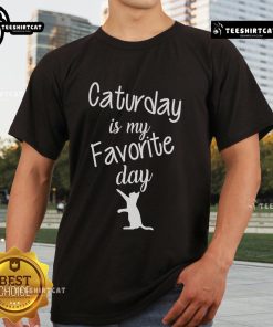 Official Caturday Is My Favorite Day T-Shirt featuring a playful cat graphic, perfect for cat lovers and Caturday enthusiasts.